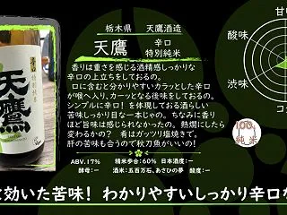【火曜日の辛口一杯！】天鷹 辛口特別純米…