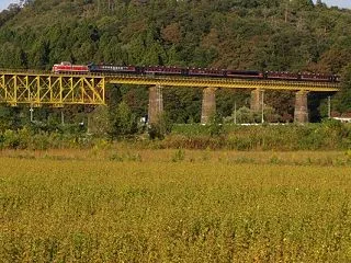 磐越西線 一の戸川橋梁のDLばんえつ物語