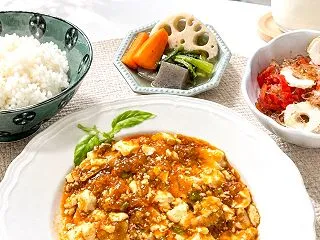 辛くない麻婆豆腐の夕食♡