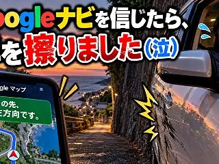Googleナビを信じたら、車を擦りまし…