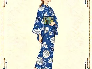 菊と露芝の浴衣｜猫帯で遊ぶ夏コーデ