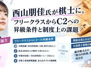 西山朋佳女流四冠が棋士に。フリークラスか…