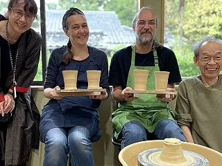 陶芸体験をされたドイツからおいでのご夫婦