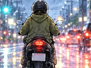 雨の日の信号待ち