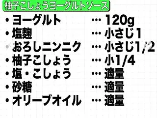 ヨーグルト柚子胡椒ソース
