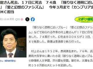 村上龍、死去