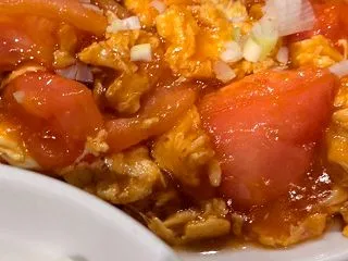 連続トマト玉子炒め定食