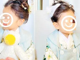 七五三 3歳 カールアップ 被布着付け …