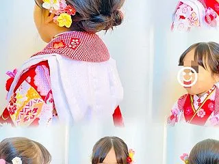 七五三 3歳 面出しヘア 被布着付け 大…