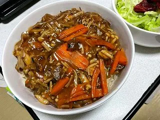 とりの辛味噌煮込み丼