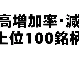 出来高増加率・出来高減少率上位100銘柄…