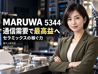 MARUWA（5344）ストップ高、通信…