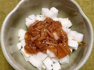 角切り長芋となめ茸の小鉢