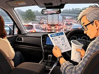 高齢者のドライブのお供「携帯ミニトイレ」…
