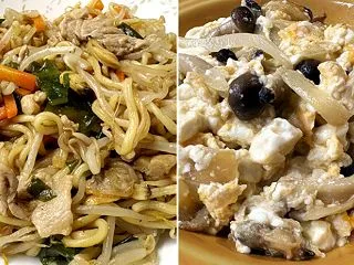 焼きそば＆創作料理の豆腐の卵炒め＆帯状疱…