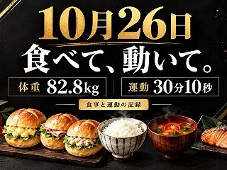 10月26日・82.8kg｜パン3個とト…