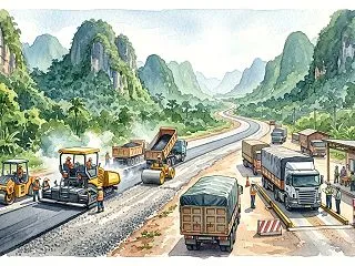 カムアン県で対ベトナム物流の大動脈「国道…