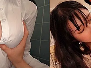隠れ巨乳女上司と出張に行き豪雨でびしょ濡…