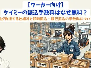 【ワーカー向け】タイミーの振込手数料はな…