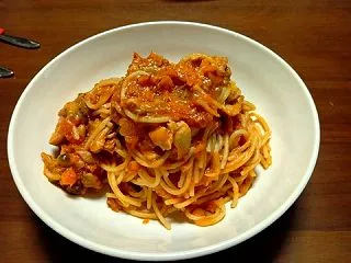 チキントマト煮パスタ