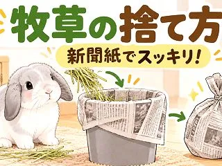 うさぎの牧草の捨て方｜新聞紙を使えば飛び…