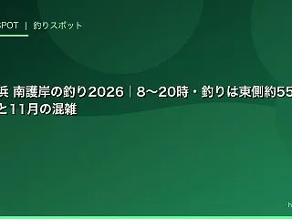南芦屋浜 南護岸の釣り2026｜8〜20…