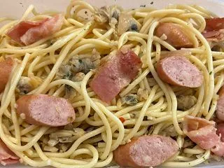 あさりパスタにプラス