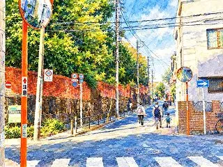 レンガ塀続く 無縁坂