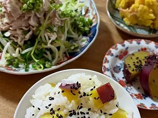 さつまいもごはんで夕ご飯