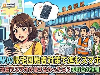 仙台駅の帰宅困難者対策で進むスマホ予約。…