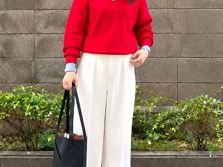 UNIQLOの赤がちょうど良かったコーデ…