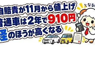 自賠責が11月から値上げ｜普通車は2年で…