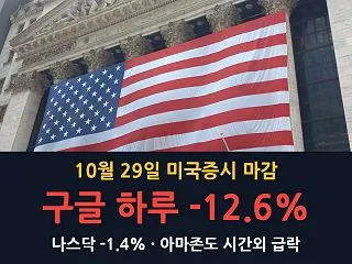 10월 29일 미국증시 마감: 구글 …