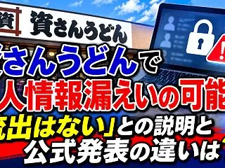 資さんうどんで個人情報漏えいの可能性 「…