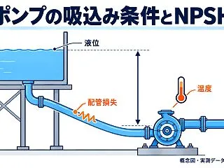 遠心ポンプのNPSH計算：最低液位と吸込…