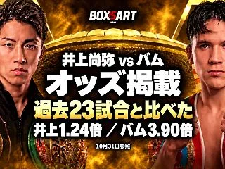 井上尚弥vsバムのオッズ掲載 過去23試…