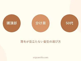 薄毛が目立たない髪型（女性）｜頭頂部・分…
