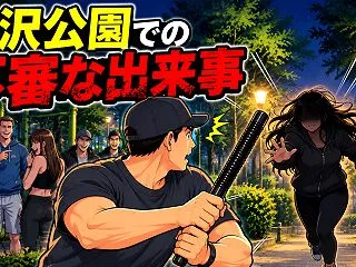 4コマ漫画「北沢公園での不審な出来事」深…