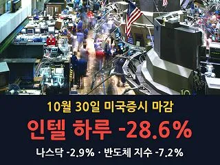 10월 30일 미국증시 마감: 인텔 …