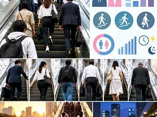 エスカレーターを歩く人はどんな人？ 年齢…